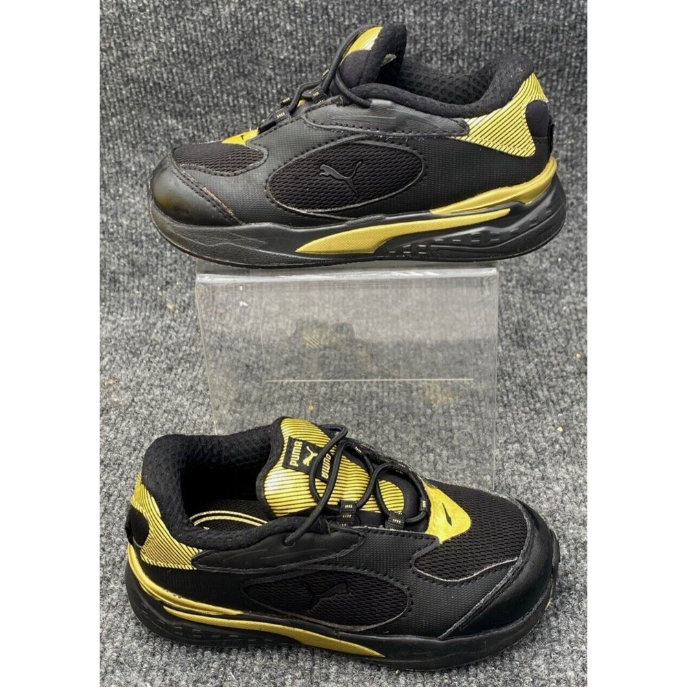 Puma RS-Fast Toddler Sneakers Black Gold Running System Shoes 375415-01 Size 9C